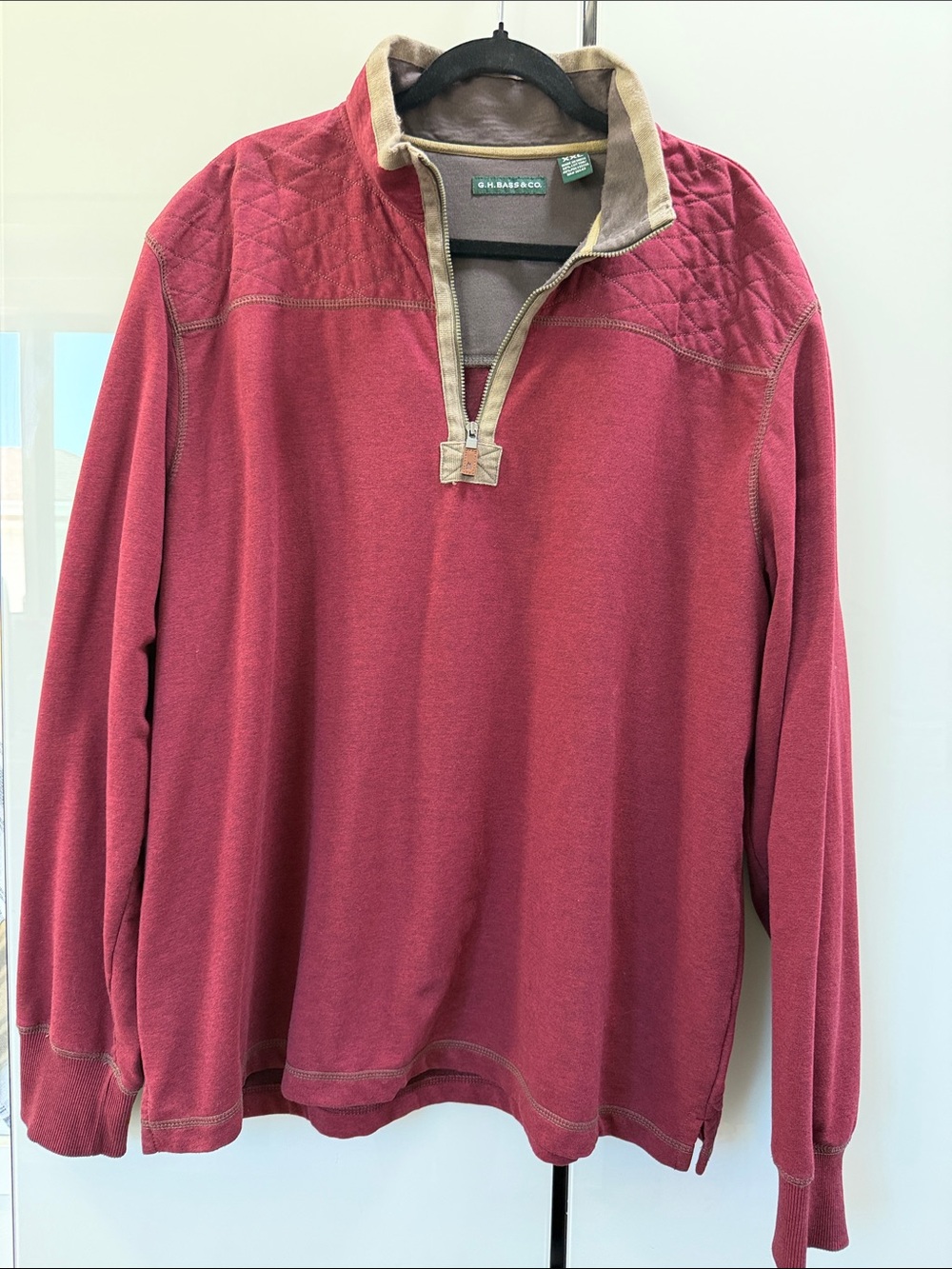 G.H. Bass & Co. Men's Red Quarter-Zip Pullover Sweater
